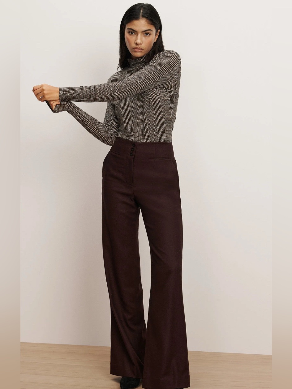 Veronica Beard Giovanna Wool Blend Dress Trouser Pant Dark Currant Melange Nwt